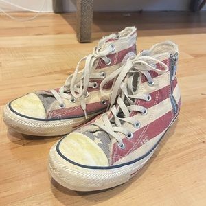 Converse Vintage American Flag High-tops (Cute for July 4th!)